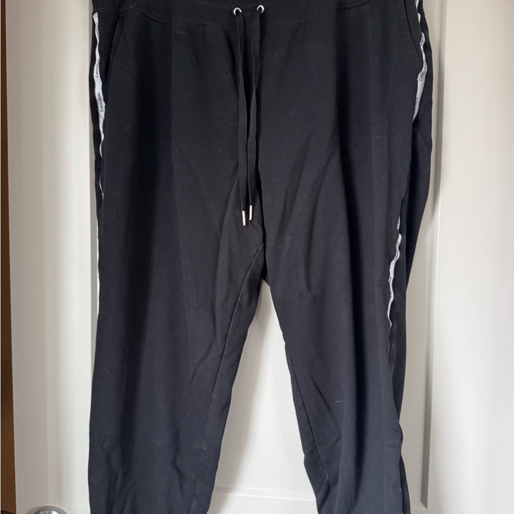 Calvin Klein Black Jogger Sweatpants with White Side Stripe